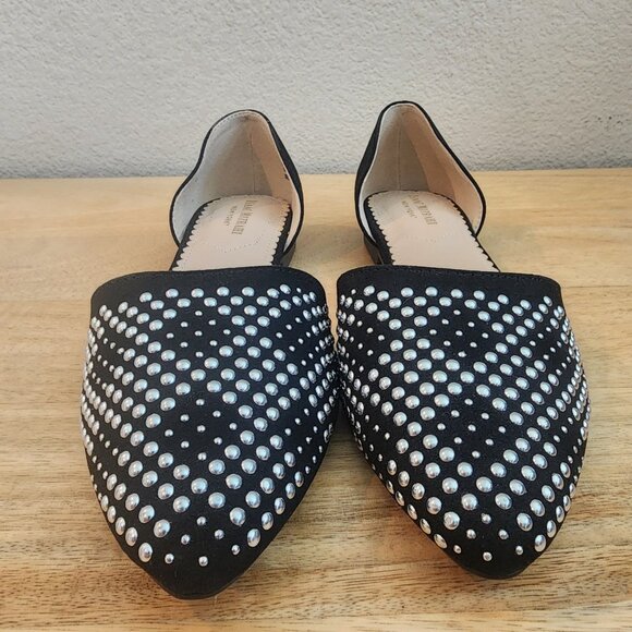 Isaac Mizrahi D’Orsay Black Suede/Studded Pointed Toed Flats Womens Sz 7.5 - Picture 2 of 13